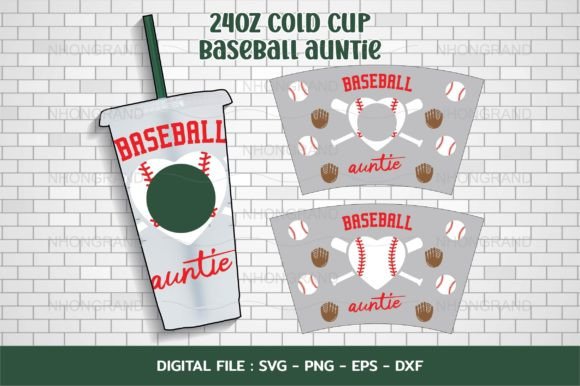 Baseball Auntie with Glove Baseball Svg: Graphics & Crafts