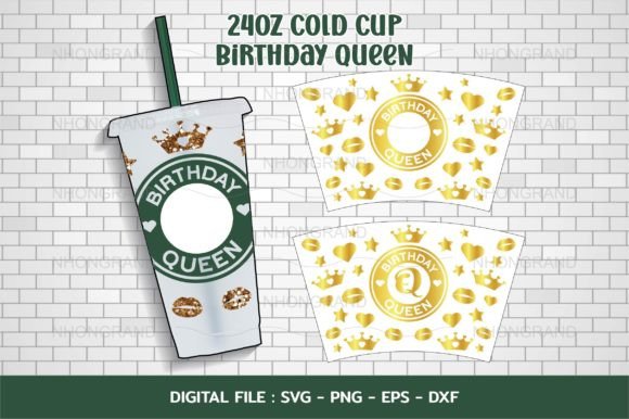 Birthday Queen with Crown Lip Heart Star: Craft Graphics
