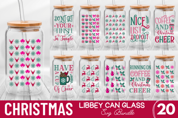Christmas Libbey Can Glass SVGs for Crafts & Graphics