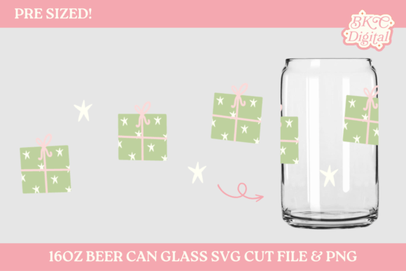 Christmas Present 16oz Cup Wrap SVG PNG: Graphics & Crafts