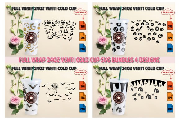 HalloweenFull Wrap 24oz Cup Graphics & Print Templates