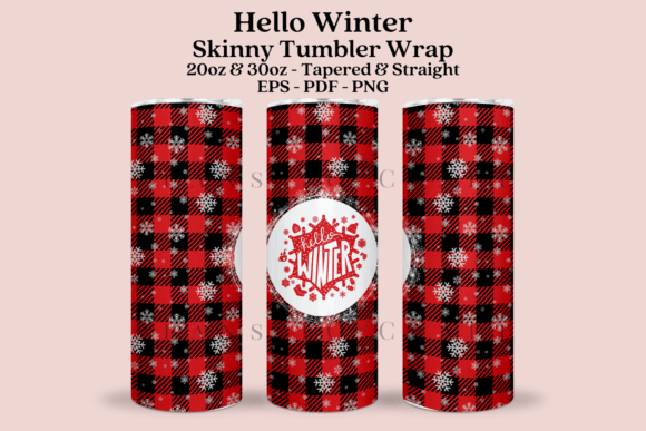 Hello Winter Skinny Tumbler Wrap SVG in Crafts & Graphics