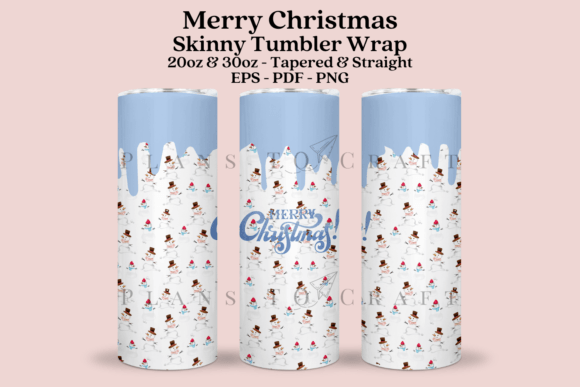 Merry Christmas Skinny Tumbler Wrap SVG for Graphics & Crafts