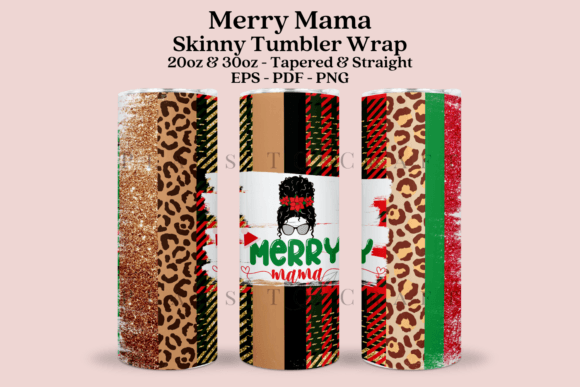 Merry Mama Skinny Tumbler Wrap SVG for Crafts & Graphics