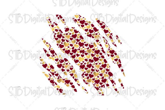 Red and Gold Heart Tear Graphics for Crafts Branding