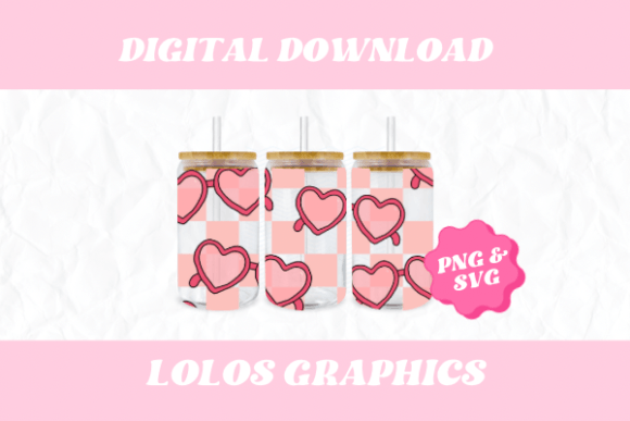 Retro Valentines Day 16oz Cup Wrap SVG