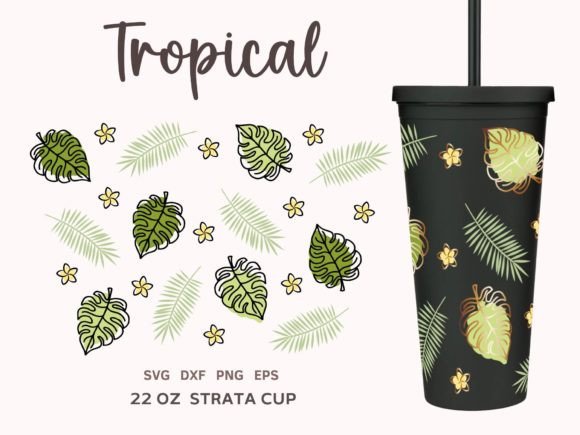 TROPICAL LEAVES SVG Strata 22oz Tumbler: Crafts & Graphics
